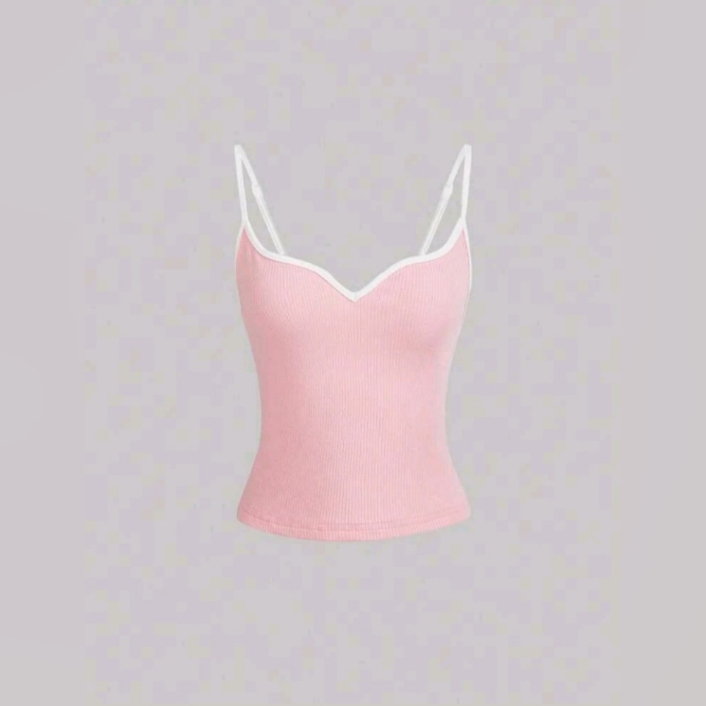 New Contrast Binding Cropped Cami Top